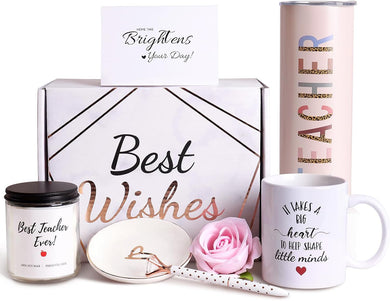 Teacher Gift Package - Tumbler/Mug/Candle/Tray/Pen/Rose