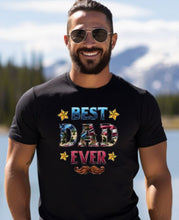 Best Dad Ever Tee w/Mustache and American Flag
