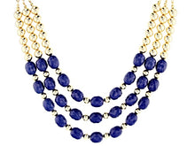 Paula Deen Blue & Gold tone beaded Multi-Strand Necklace