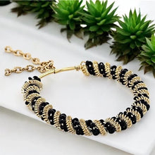 Paula Deen Spiral Black Bead Wrapped Circle Pendant & Chain
