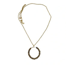 Paula Deen Spiral Black Bead Wrapped Circle Pendant & Chain
