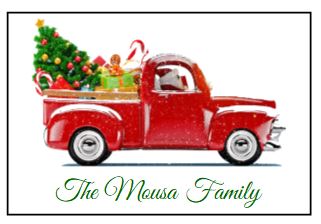 Enclosure Cards/Gift Tags - Vintage Truck and Tree with Family Name (set of 20)