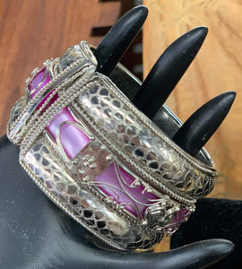 Purple & Silvertone Cuff Bracelet