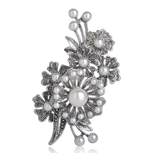 Flower Brooch with Pearls