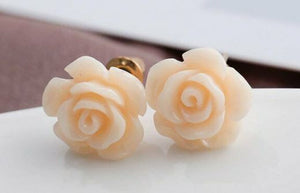 Faux Ivory Rose Earrings