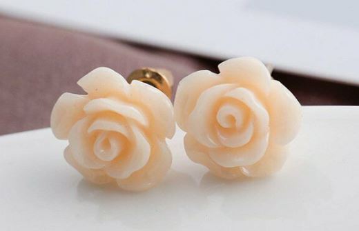 Faux Ivory Rose Earrings