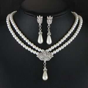 Pearl and Zircon Wedding Set