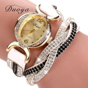 Black & White leather wrapped Bracelet Watch
