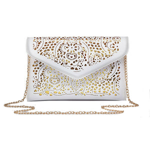 White & Gold Cutout Clutch - Purse - Tablet Sleeve