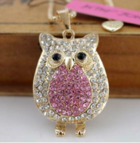 Betsey Johnson Owl - Pink and White Crystal