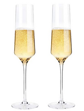 Crystal, Hand Blown Champagne Flutes (set of 2)