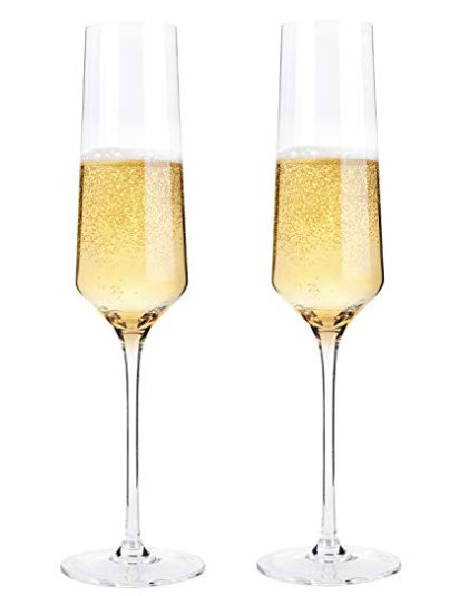Crystal, Hand Blown Champagne Flutes (set of 2)