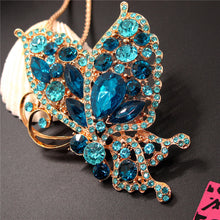 Betsey Johnson Butterfly Necklace/Brooch w/Teal Crystals