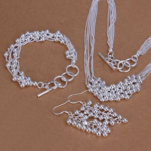 Sterling Silver Grapes Earrings-Bracelet-Necklace
