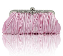 Pink Satin Rhinestone Clutch - Purse - Cross Body
