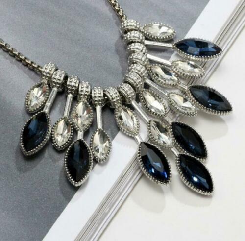 Blue and Crystal Teardrop Necklace
