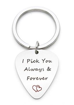 Guitar Pick Engraved Keychain - I Pick You Always and Forever