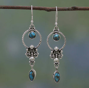 Stirling Silver Turquoise Boho Earrings