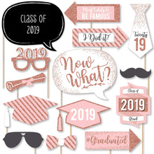 Photo Booth Props - Graduation Theme - Rose Gold - Class of 2019