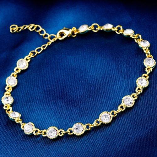 Round Crystal Bracelet - Gold tone