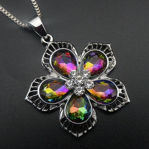 Multi-Colored Floral Crystal Necklace