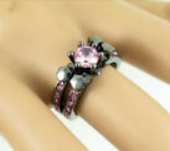 Betsey Johnson Black Ring with Pink Center - Size 6