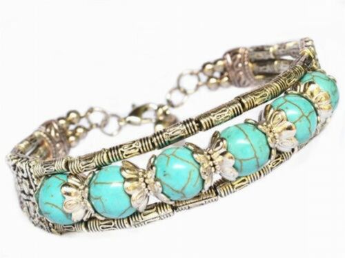 Turquoise Chain & Bangle Bracelet