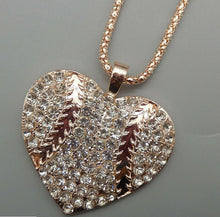 Betsey Johnson Baseball Heart Necklace - Silvertone or Rose Goldtone