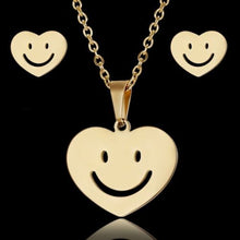Smiley Heart Necklace & Earring Set