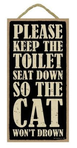 Bathroom Cat Wooden Sign