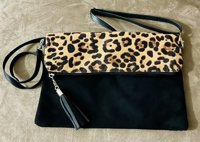 Black & Leopard Expanding Crossbody or Clutch