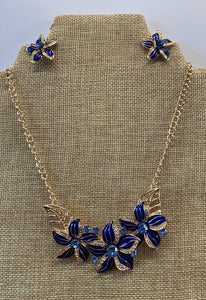 Blue Enamel Necklace and Earring Set