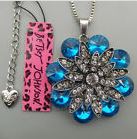 Betsey Johnson Blue Crystal Floral Necklace