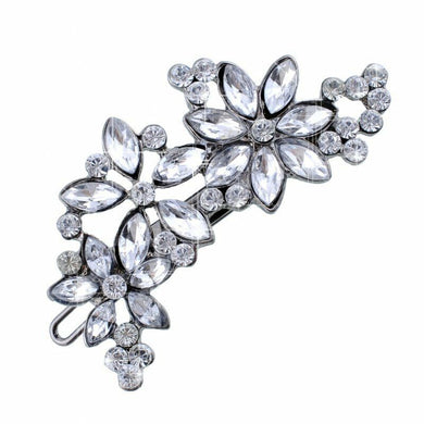 Crystal Curved Floral Barrette