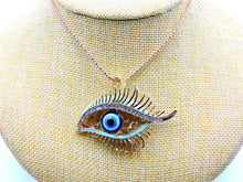 Betsey Johnson Evil Eye With Blue Lids Necklace - Gold Tone