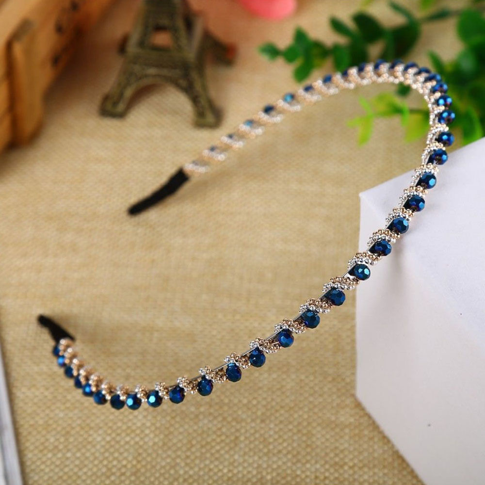 Blue Rhinestone Metal Headband