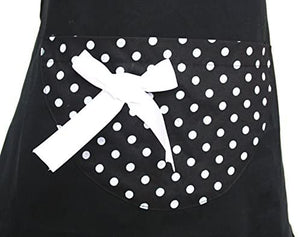 Black Apron with Polka Dots - Single Bow