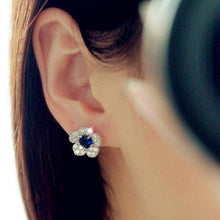 Blue & White Flower Crystal Earrings