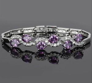Amethyst and White Topaz (Simulated) Bracelet