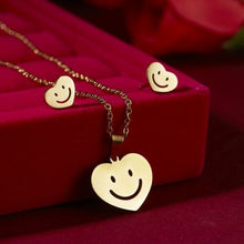 Smiley Heart Necklace & Earring Set