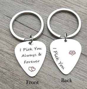 Guitar Pick Engraved Keychain - I Pick You Always and Forever