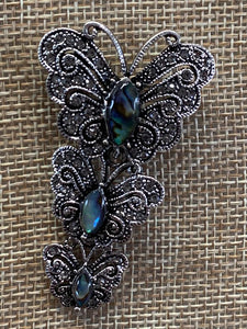 Abalone Tri-Butterfly Pin