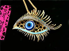 Betsey Johnson Evil Eye With Blue Lids Necklace - Gold Tone