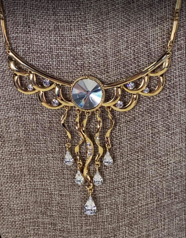 Circle Rhinestone Necklace & Earring Set