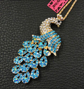 Betsey Johnson Peacock Necklace - White/Teal
