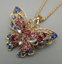 Betsey Johnson Butterfly Necklace (No brooch) with Pink, Blue and White Crystals