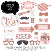 Photo Booth Props - Graduation Theme - Rose Gold - Class of 2019