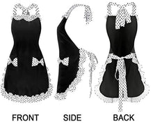 Black & White Apron with Polka Dots - Double Bow