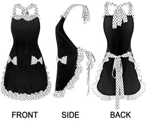 Black & White Apron with Polka Dots - Double Bow