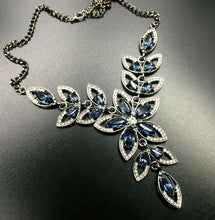 Blue Rhinestone Flower Power Necklace